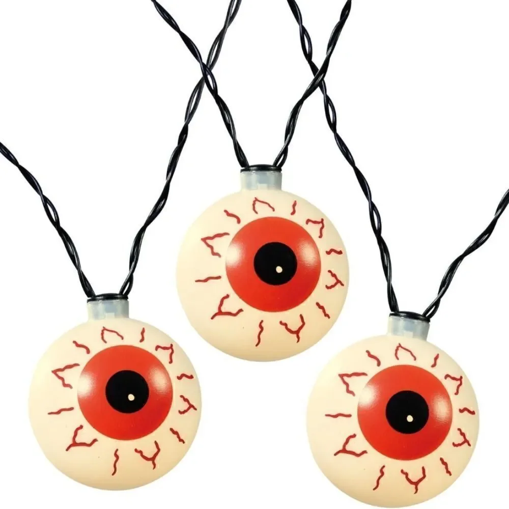 Lot of two Halloween 10-Count Battery Operated EyeballLights, w/Warm White LED